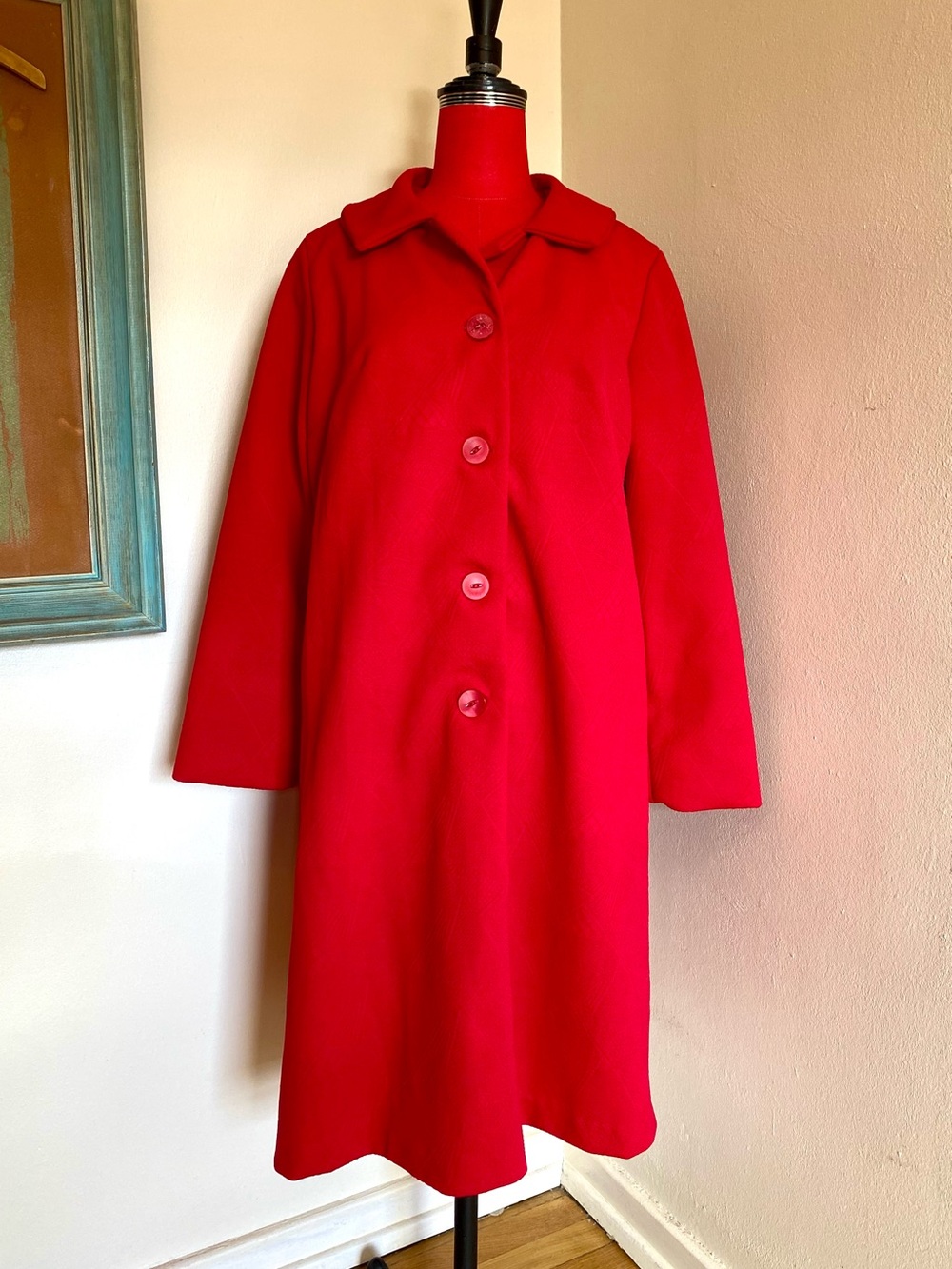Vintage 60s Textured Red/Pink Overcoat